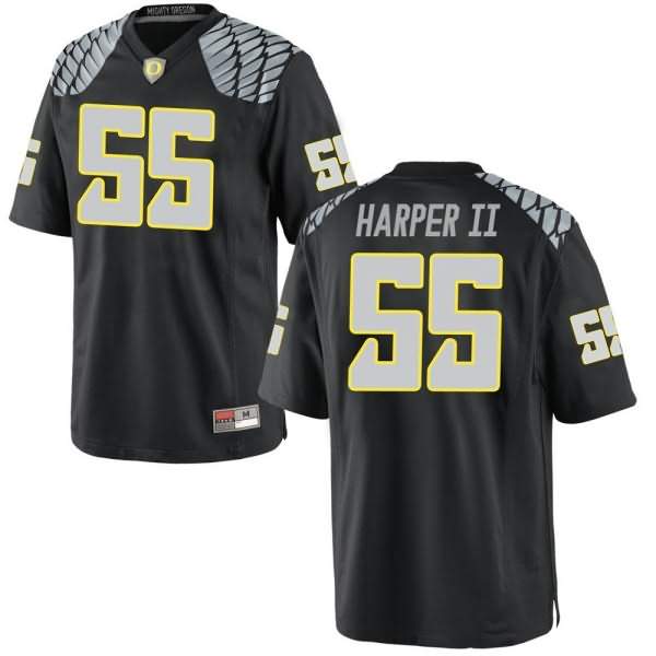 Oregon Ducks Men's #55 Marcus Harper II Football College Replica Black Jersey CLV27O6B