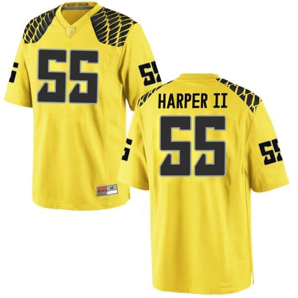 Oregon Ducks Men's #55 Marcus Harper II Football College Replica Gold Jersey DDD13O7U