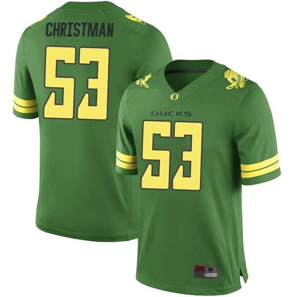 Oregon Ducks Men's #53 Matt Christman Football College Game Green Jersey IQS73O8V