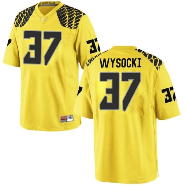 Oregon Ducks Men's #37 Max Wysocki Football College Game Gold Jersey NYA32O4T