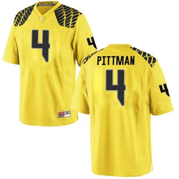 Oregon Ducks Men's #4 Mycah Pittman Football College Game Gold Jersey PON76O0K
