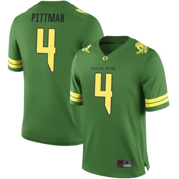 Oregon Ducks Men's #4 Mycah Pittman Football College Replica Green Jersey ZWY77O4T