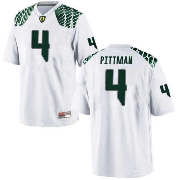 Oregon Ducks Men's #4 Mycah Pittman Football College Replica White Jersey YKB13O7M