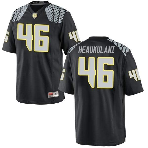 Oregon Ducks Men's #46 Nate Heaukulani Football College Replica Black Jersey ILM32O0J