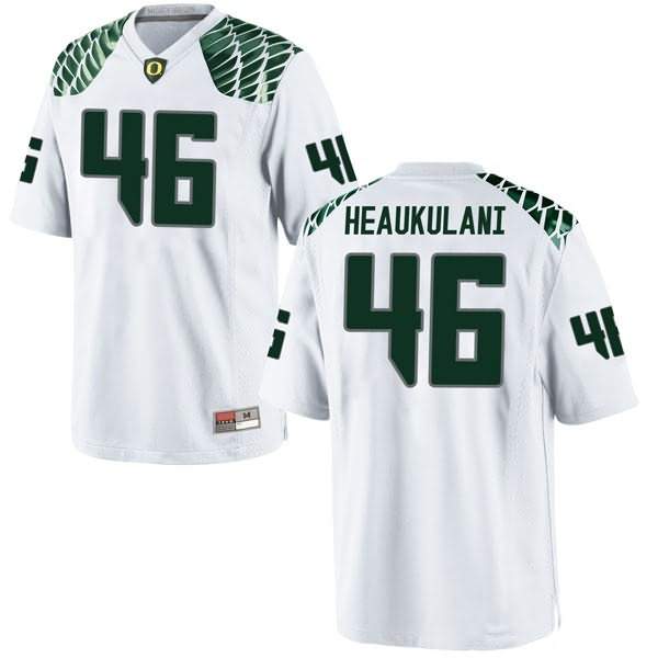 Oregon Ducks Men's #46 Nate Heaukulani Football College Replica White Jersey VDD72O0M