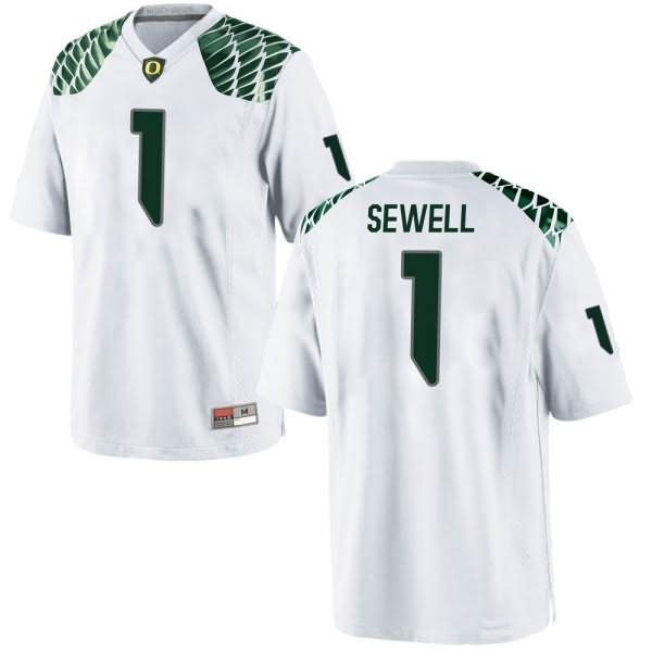 Oregon Ducks Men's #1 Noah Sewell Football College Replica White Jersey OUB41O2M