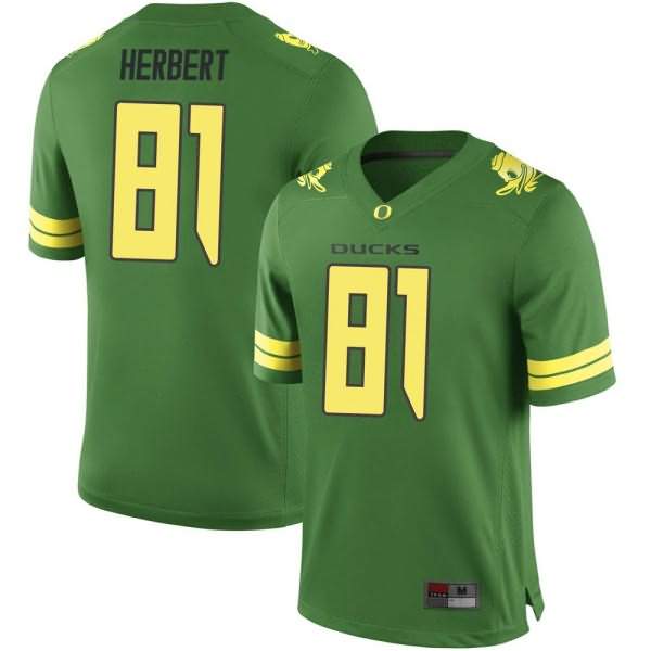 Oregon Ducks Men's #81 Patrick Herbert Football College Replica Green Jersey IUR03O2C