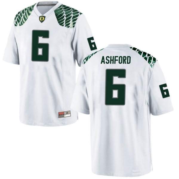 Oregon Ducks Men's #6 Robby Ashford Football College Replica White Jersey TAI20O5R