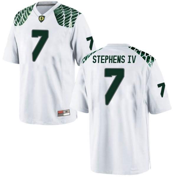 Oregon Ducks Men's #7 Steve Stephens IV Football College Game White Jersey JNS12O7R