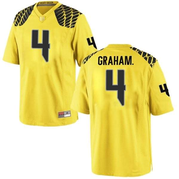 Oregon Ducks Men's #4 Thomas Graham Jr. Football College Game Gold Jersey HGR55O3L