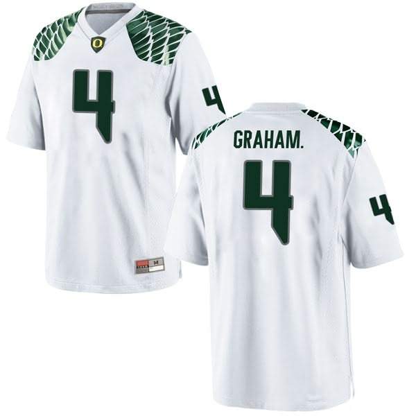 Oregon Ducks Men's #4 Thomas Graham Jr. Football College Replica White Jersey UDN86O6U