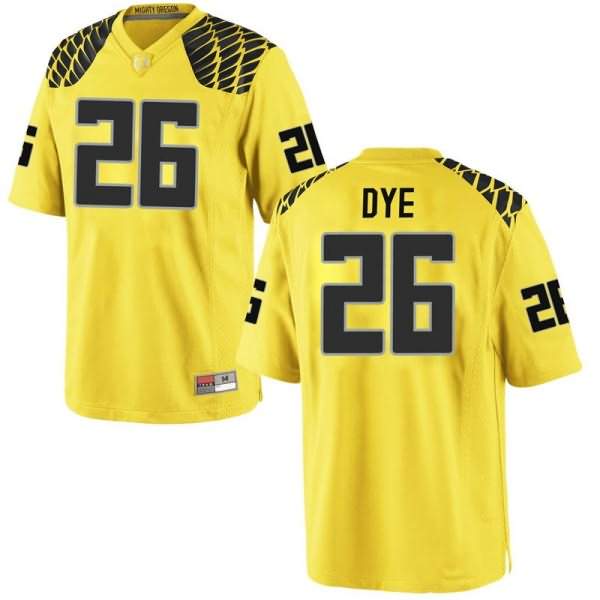 Oregon Ducks Men's #26 Travis Dye Football College Replica Gold Jersey WKJ03O0Q
