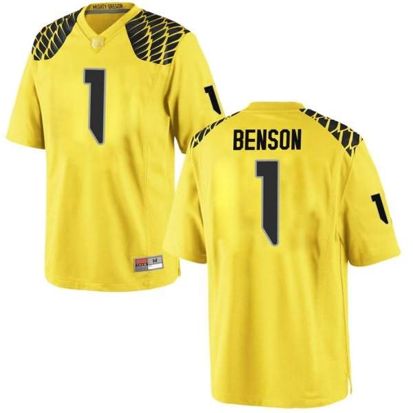 Oregon Ducks Men's #1 Trey Benson Football College Replica Gold Jersey RJM05O3V