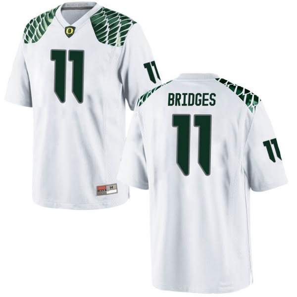 Oregon Ducks Men's #11 Trikweze Bridges Football College Replica White Jersey LOM57O6I