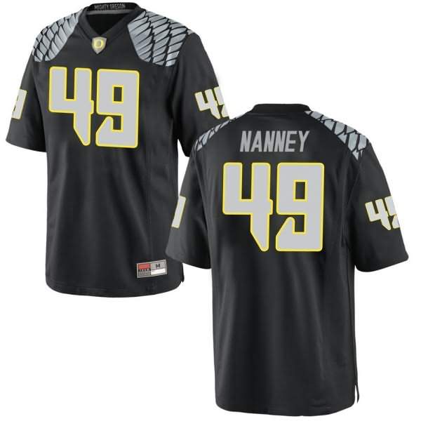 Oregon Ducks Men's #49 Tyler Nanney Football College Replica Black Jersey ZJX75O3I