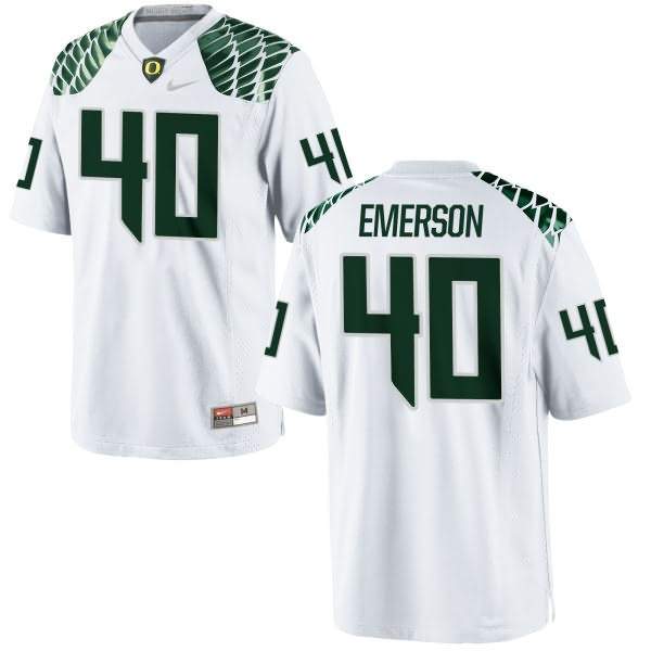 Oregon Ducks Men's #40 Zach Emerson Football College Replica White Jersey JOS72O5O
