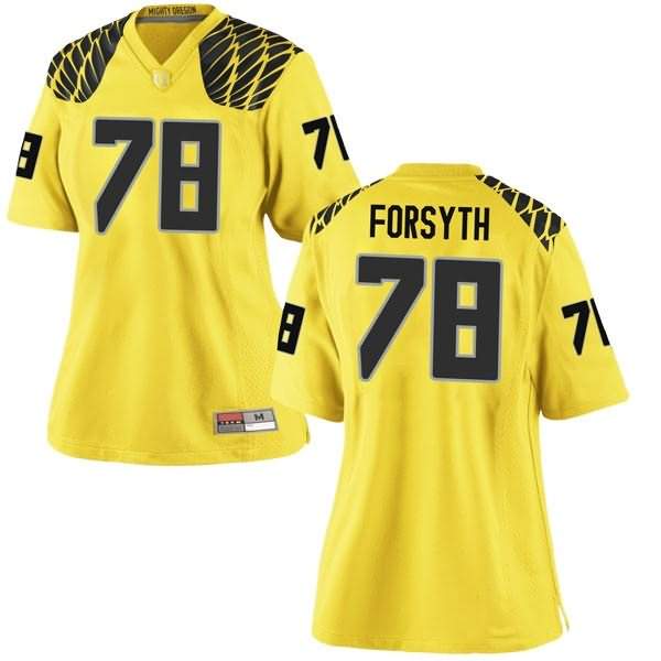 Oregon Ducks Women's #78 Alex Forsyth Football College Replica Gold Jersey YLH36O4P
