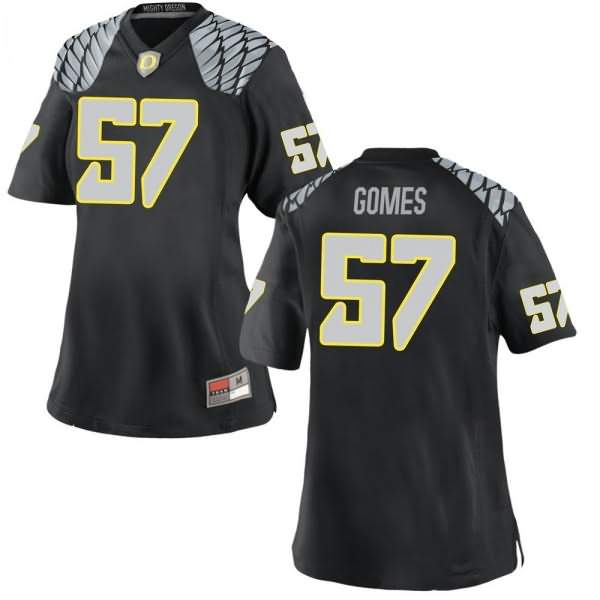 Oregon Ducks Women's #57 Ben Gomes Football College Replica Black Jersey ZQR25O0N