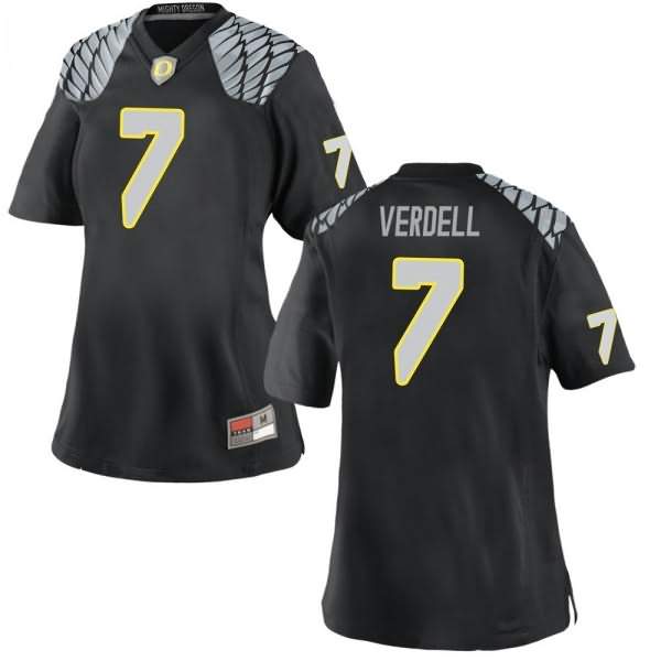 Oregon Ducks Women's #7 CJ Verdell Football College Replica Black Jersey KLD56O3G