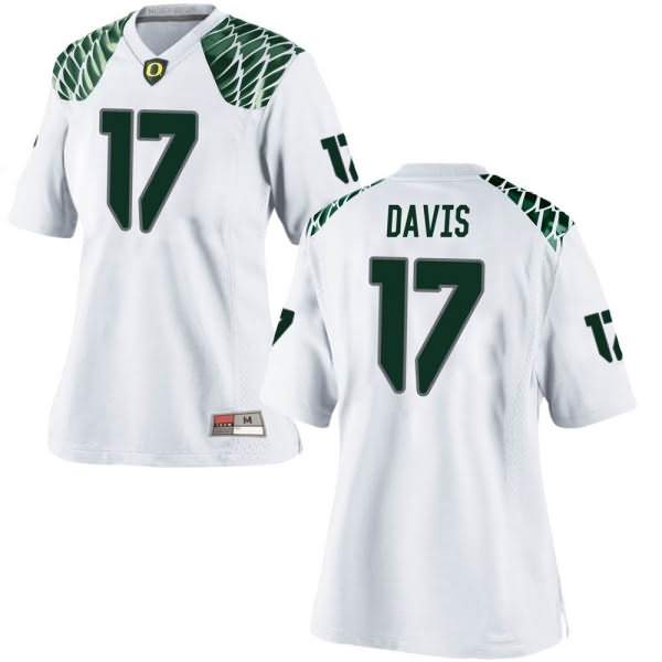 Oregon Ducks Women's #17 Daewood Davis Football College Game White Jersey TUT05O5B