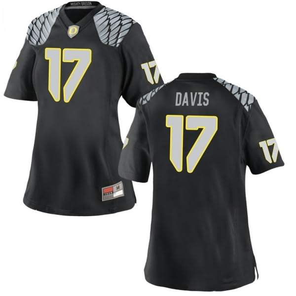 Oregon Ducks Women's #17 Daewood Davis Football College Replica Black Jersey CFC36O7X