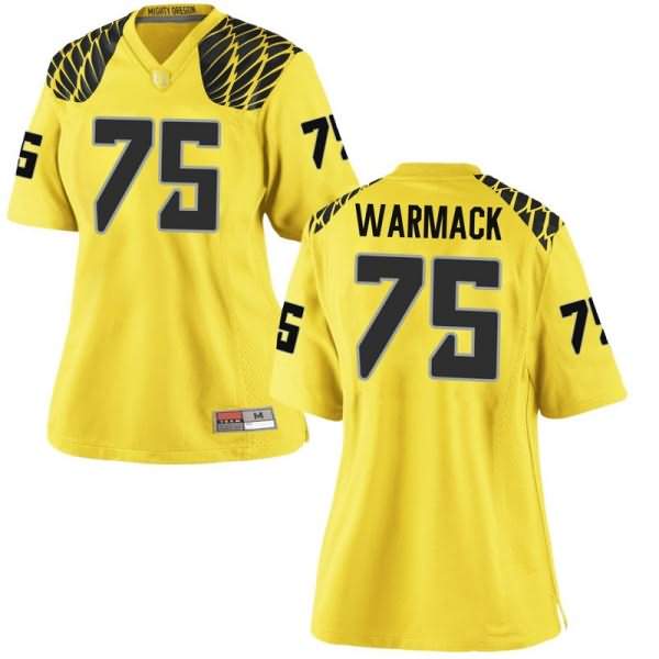 Oregon Ducks Women's #75 Dallas Warmack Football College Game Gold Jersey NGF47O5V
