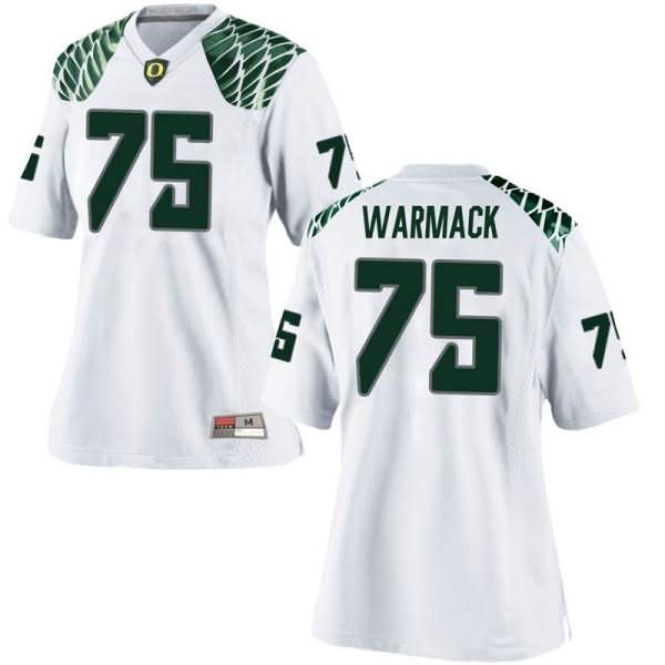 Oregon Ducks Women's #75 Dallas Warmack Football College Replica White Jersey DDZ15O2Q