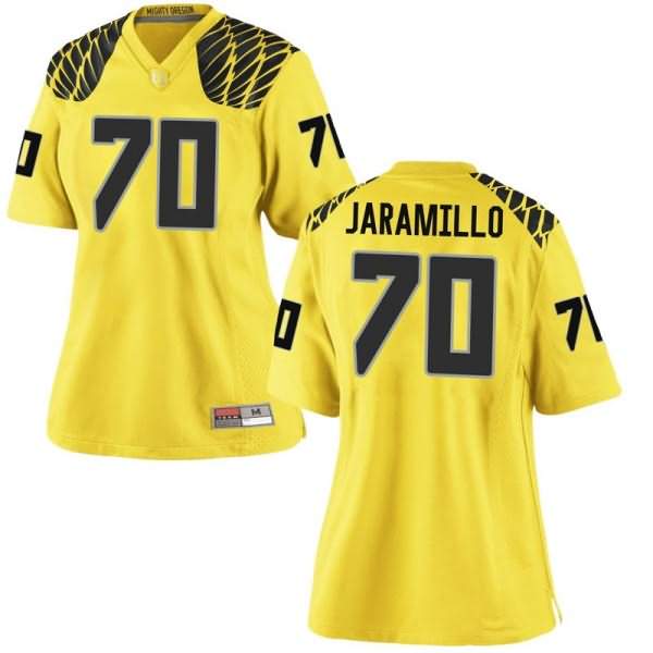 Oregon Ducks Women's #70 Dawson Jaramillo Football College Replica Gold Jersey FHQ76O3M