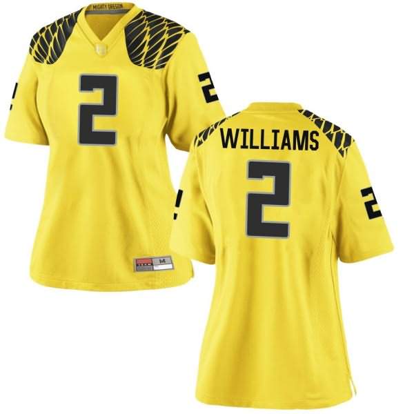 Oregon Ducks Women's #2 Devon Williams Football College Replica Gold Jersey PLW34O7E