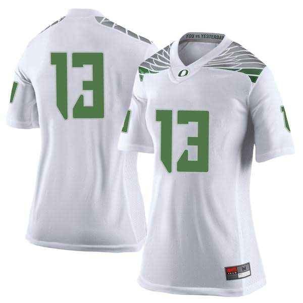 Oregon Ducks Women's #13 Dillon Mitchell Football College Limited White Jersey TOR01O7Y
