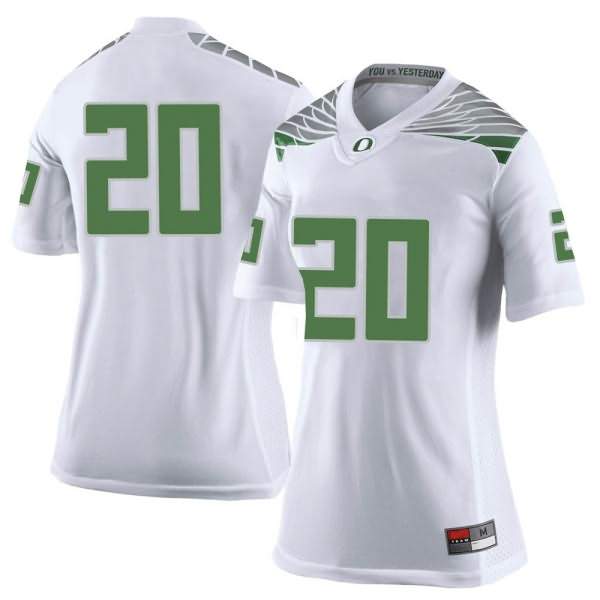Oregon Ducks Women's #20 Dontae Manning Football College Limited White Jersey HBR53O0P