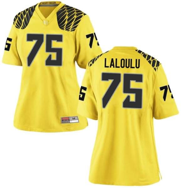 Oregon Ducks Women's #75 Faaope Laloulu Football College Replica Gold Jersey OOL68O0B