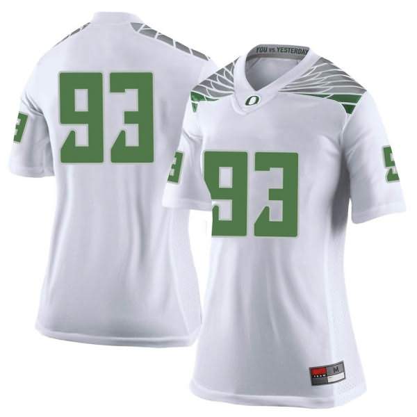 Oregon Ducks Women's #93 Isaia Porter Football College Limited White Jersey QUH53O8G