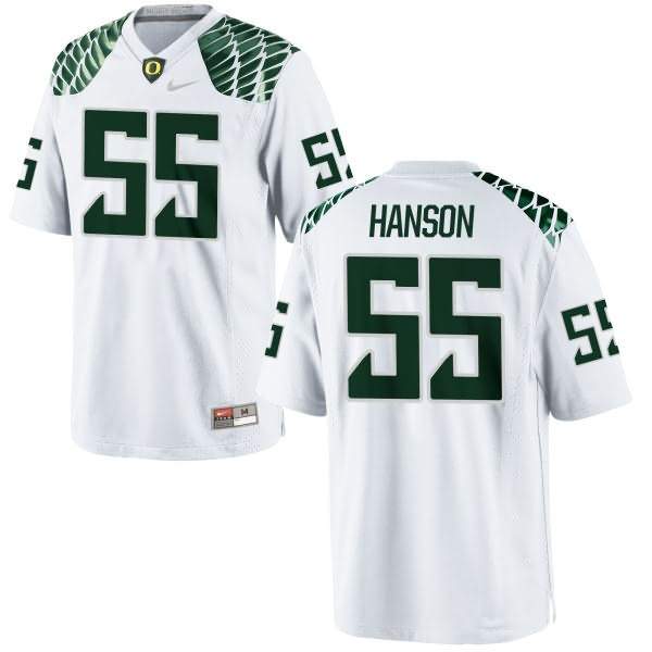 Oregon Ducks Women's #55 Jake Hanson Football College Replica White Jersey ARH02O6Q