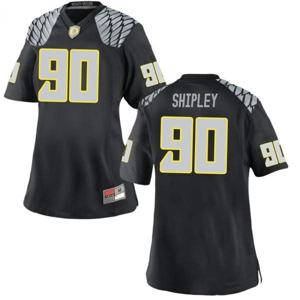 Oregon Ducks Women's #90 Jake Shipley Football College Game Black Jersey THR83O4C