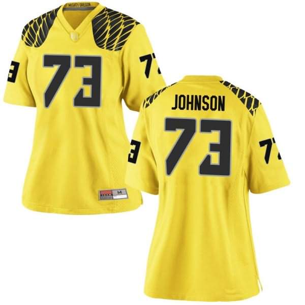 Oregon Ducks Women's #73 Justin Johnson Football College Game Gold Jersey GKJ21O5D