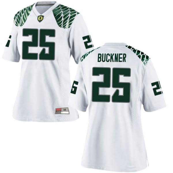 Oregon Ducks Women's #25 Kyle Buckner Football College Replica White Jersey QPM13O1G