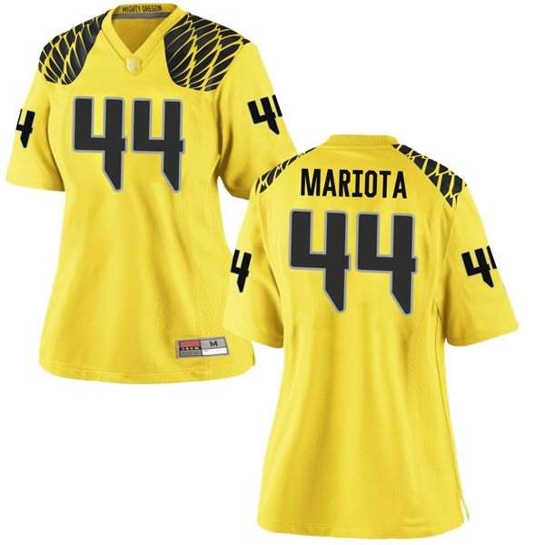 Oregon Ducks Women's #44 Matt Mariota Football College Game Gold Jersey QSU01O5O