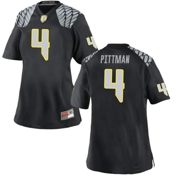 Oregon Ducks Women's #4 Mycah Pittman Football College Replica Black Jersey GGD22O8S
