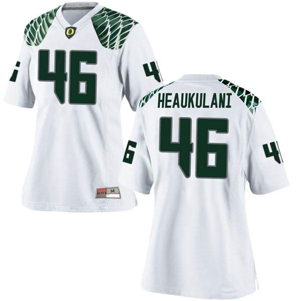 Oregon Ducks Women's #46 Nate Heaukulani Football College Game White Jersey PYN88O1P