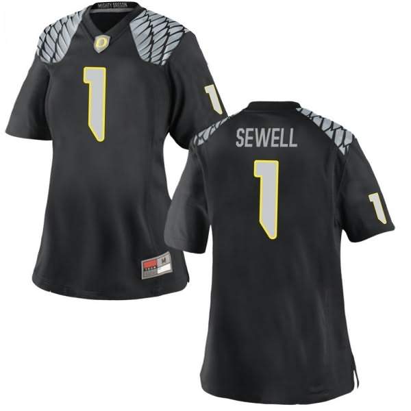 Oregon Ducks Women's #1 Noah Sewell Football College Game Black Jersey FVS54O3P