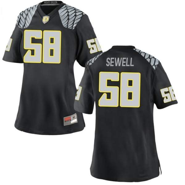 Oregon Ducks Women's #58 Penei Sewell Football College Replica Black Jersey IQF44O1L