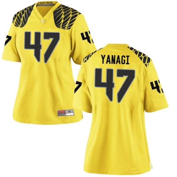 Oregon Ducks Women's #47 Peyton Yanagi Football College Game Gold Jersey CHL71O1D