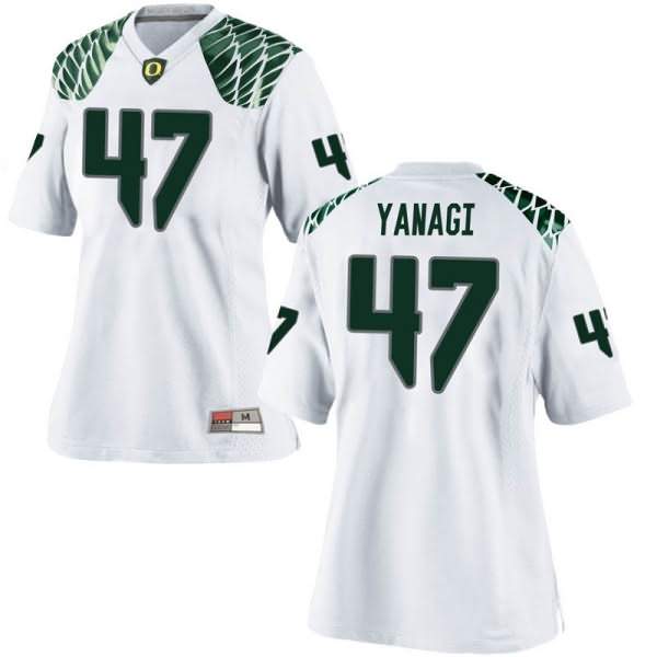 Oregon Ducks Women's #47 Peyton Yanagi Football College Replica White Jersey OXA42O0Q