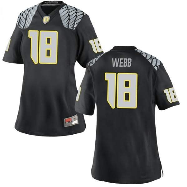 Oregon Ducks Women's #18 Spencer Webb Football College Replica Black Jersey IED72O0N