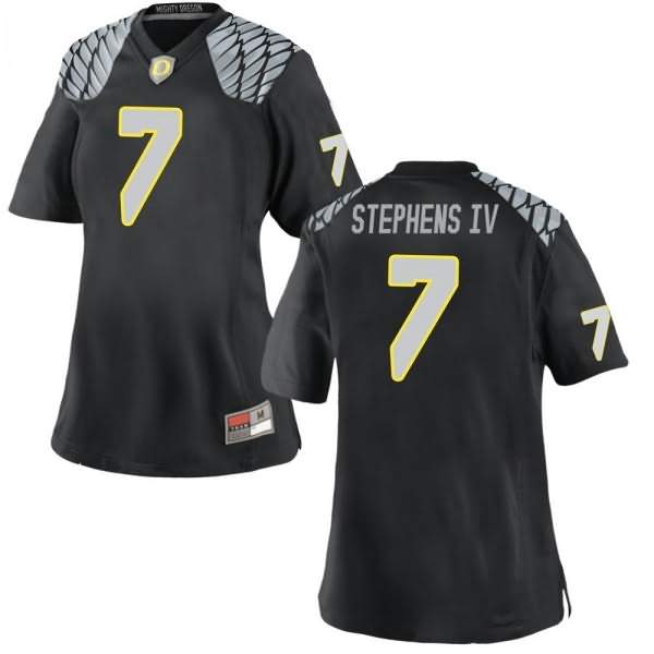 Oregon Ducks Women's #7 Steve Stephens IV Football College Replica Black Jersey HYH36O0C