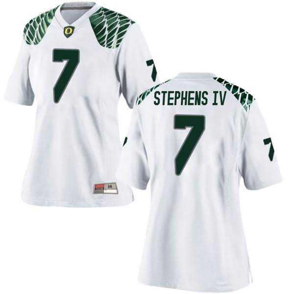 Oregon Ducks Women's #7 Steve Stephens IV Football College Replica White Jersey QCG45O7Q