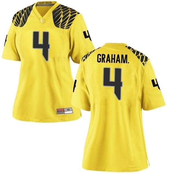 Oregon Ducks Women's #4 Thomas Graham Jr. Football College Replica Gold Jersey PTU41O1N
