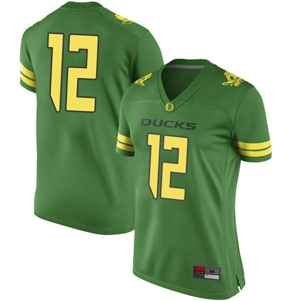 Oregon Ducks Women's #12 Tyler Shough Football College Replica Green Jersey AVZ05O7U