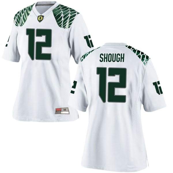 Oregon Ducks Women's #12 Tyler Shough Football College Replica White Jersey BHW14O3Z